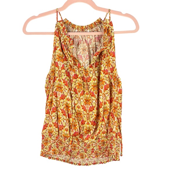 Rose + Olive Floral Halter Neck Top - Multicolor Bohemian Print Medium - Picture 4 of 9